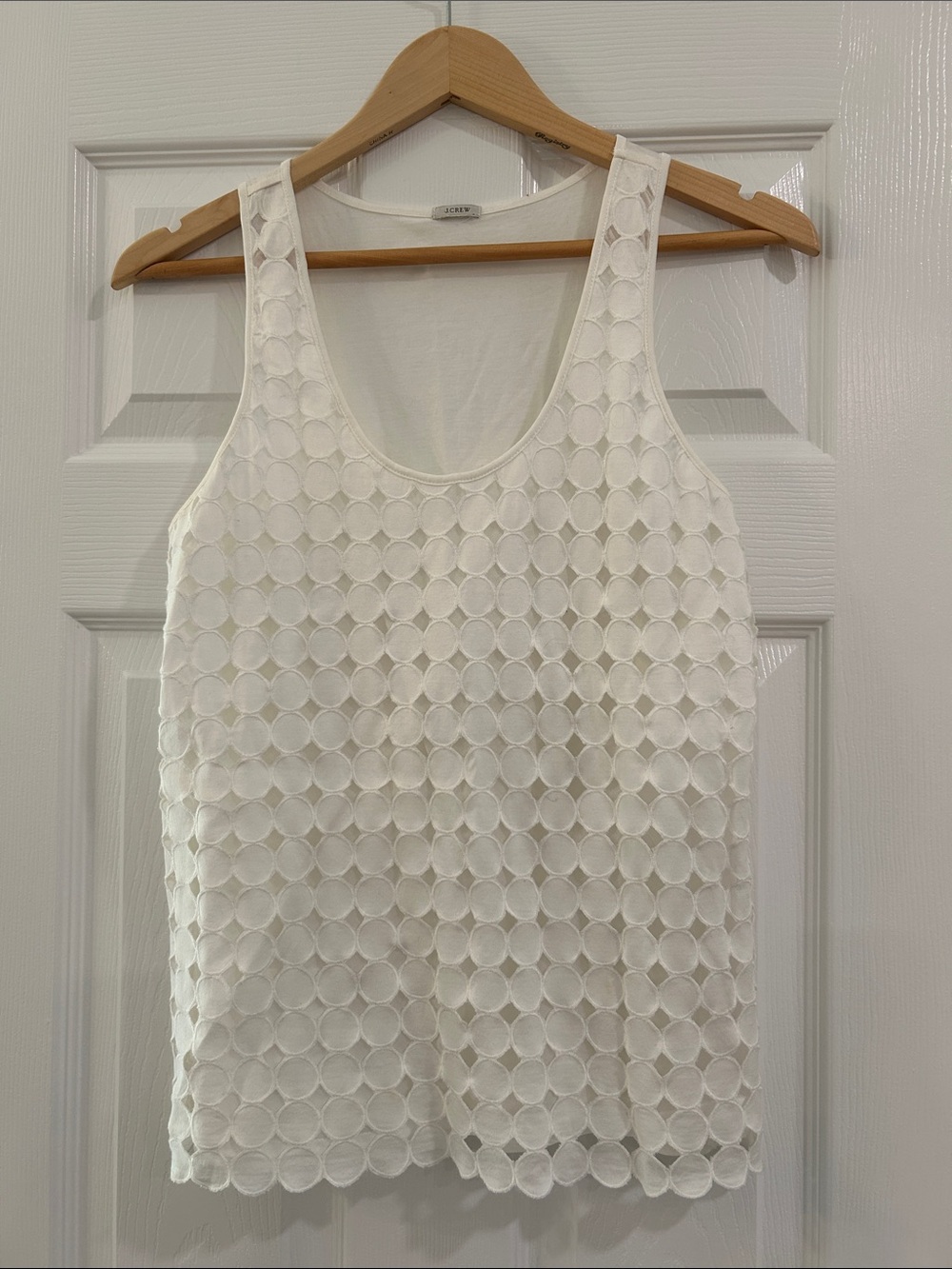 J. Crew White Circle Lace Tank Top